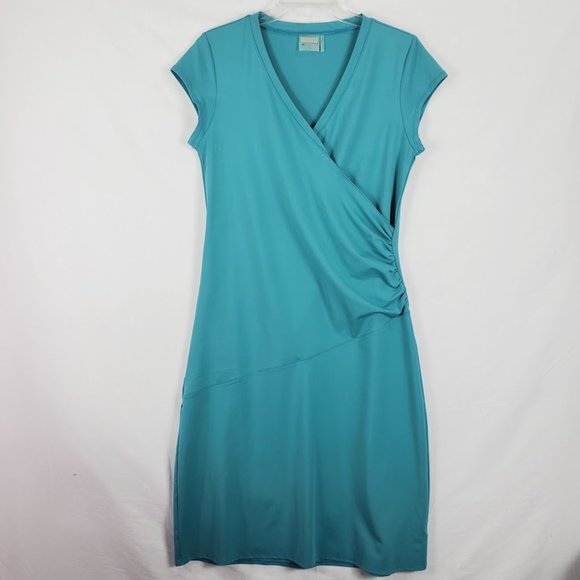 Athleta Dresses & Skirts - Athleta Nectar Faux Wrap Dress Medium Tall MT Pacific Blue  small mark